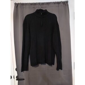 Alex Stevens Men's Large Black Sweater, 1/4 Zip Pullover, Ribbed Sweater, Winter